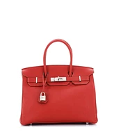 Pre-Owned HERMES Birkin 30 Handbag Red Vache Trekking with Palladium Hardware