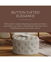 Maven Lane Marcy Traditional Round Ottoman in Dove Fabric Upholstery