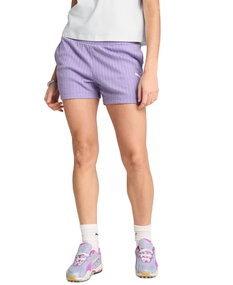 Puma Women's Essential Solid-Color Pointelle 4" Shorts