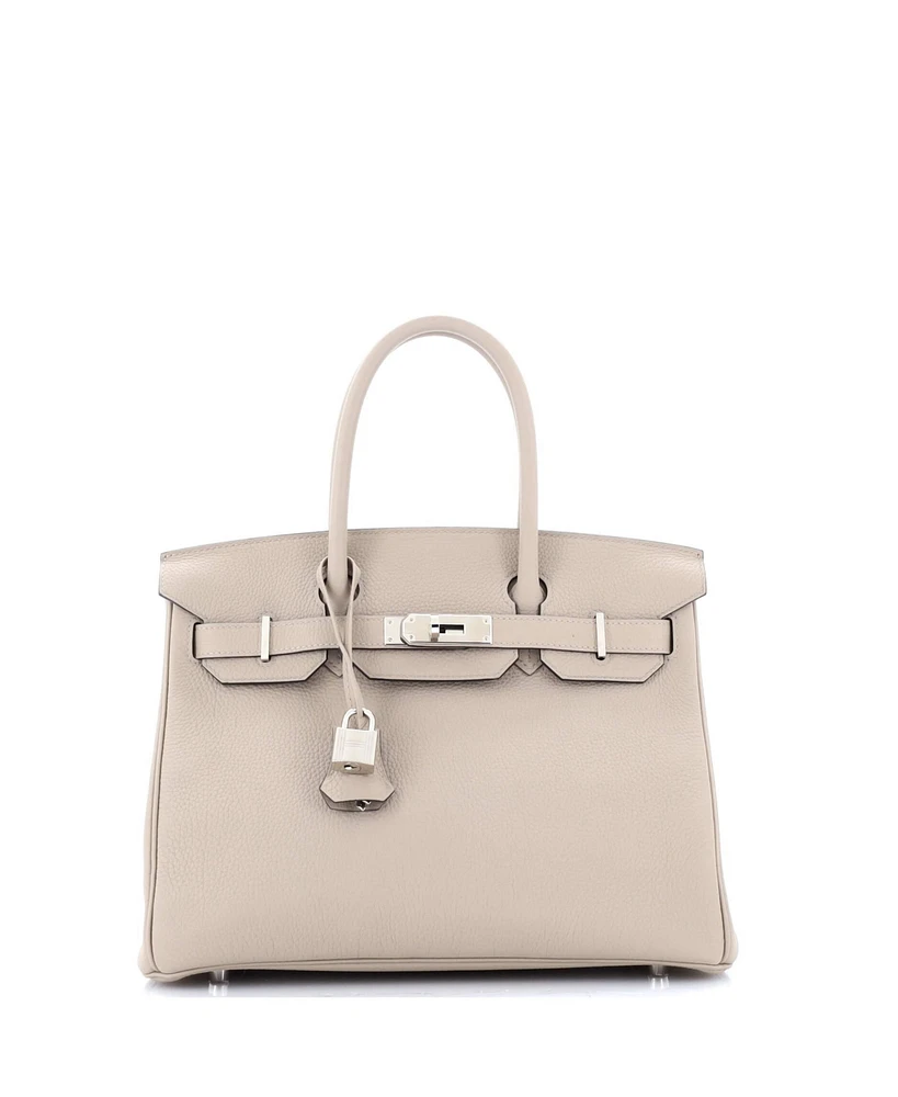 Pre-Owned HERMES Birkin 30 Handbag Grey Togo with Palladium Hardware