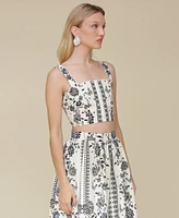 Avec Les Filles Women's Lace-Trim Crop Tank