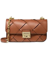 Michael Kors Tribeca Small Woven Leather Convertible Chain Shoulder Crossbody