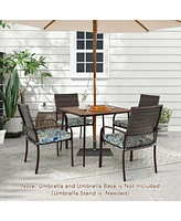 5 Pcs Patio Dining Set with Wood-Plastic Tabletop & Umbrella Hole for Backyard
