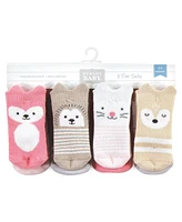 Hudson Baby Cotton Rich Baby Terry Socks 16-Pack, Pink Girl Woodland, 0-6 Months