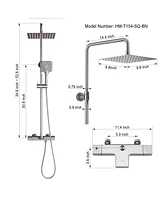 10 Inches Wall Mount Thermostatic Rain Shower System with Handheld and Tub Spout, Brushed Nickel