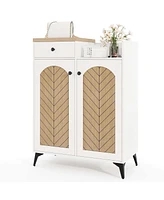 6-Tier Shoe Cabinet with Drawer 6 Removable Shelves Ventilation Openings Metal Legs