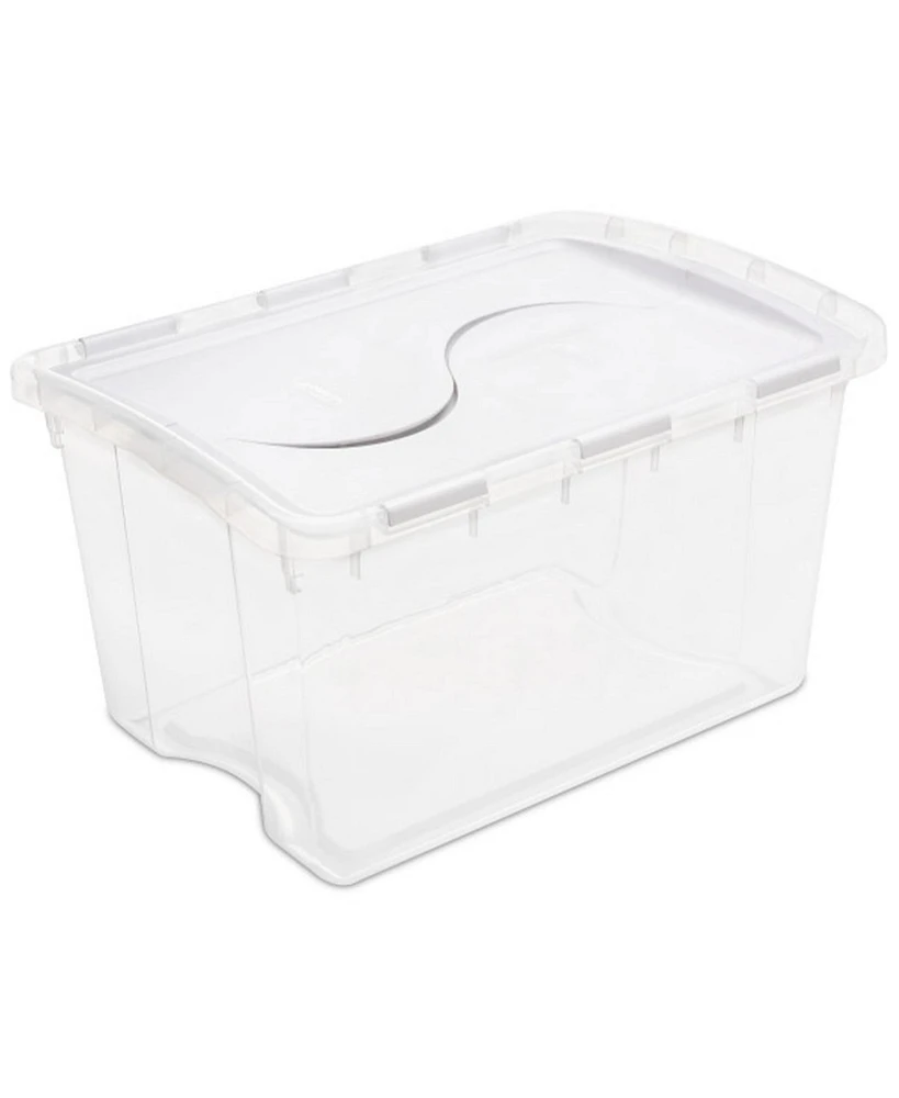 Sterilite 48 Qt Hinged Lid Storage Box Plastic Stackable Bin with Lid, 18 Pack