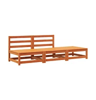 Patio Sofa Armless with Footstool Wax Brown Solid Wood Pine