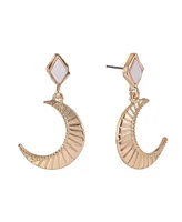 Rachel Rachel Roy Gold Tone Textured Moon Drop Earrings with Mop Accents