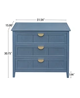 3 Drawer Cabinet Storage Cabinet with Drawers Modern Sideboard Buffet Cabinet Entryway Cabinet for Living Room Dressers Chest of Drawers, Blue