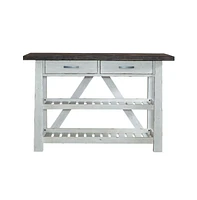 Farmhouse Server in Two Tone White w/ Wood Tone Top