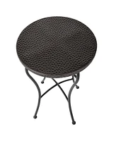 StyleCraft Home Collection 16.2" Iron Round Industrial Hammered Accent Table