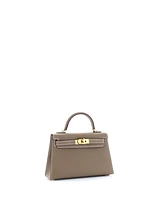 Pre-Owned HERMES Kelly 20 Handbag Grey Epsom with Gold Hardware
