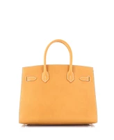 Pre-Owned HERMES Birkin 30 Handbag Brown Vache Naturelle Grainee with Palladium Hardware