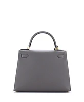 Pre-Owned HERMES Kelly 28 Handbag Grey Epsom with Gold Hardware
