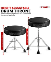 5 Core Drum Throne Adjustable Guitar Stool Padded Seat + Drum Practice Pad Snare Drumming Stand
