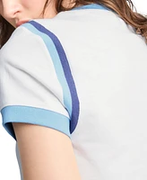 Puma Women's Cotton Logo Contrast-Trim Cropped T-Shirt