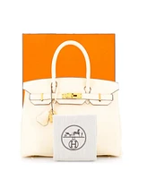 Pre-Owned HERMES Birkin 30 Handbag Light Clemence with Gold Hardware