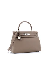 Pre-Owned HERMES Kelly 28 Handbag Grey Togo with Palladium Hardware