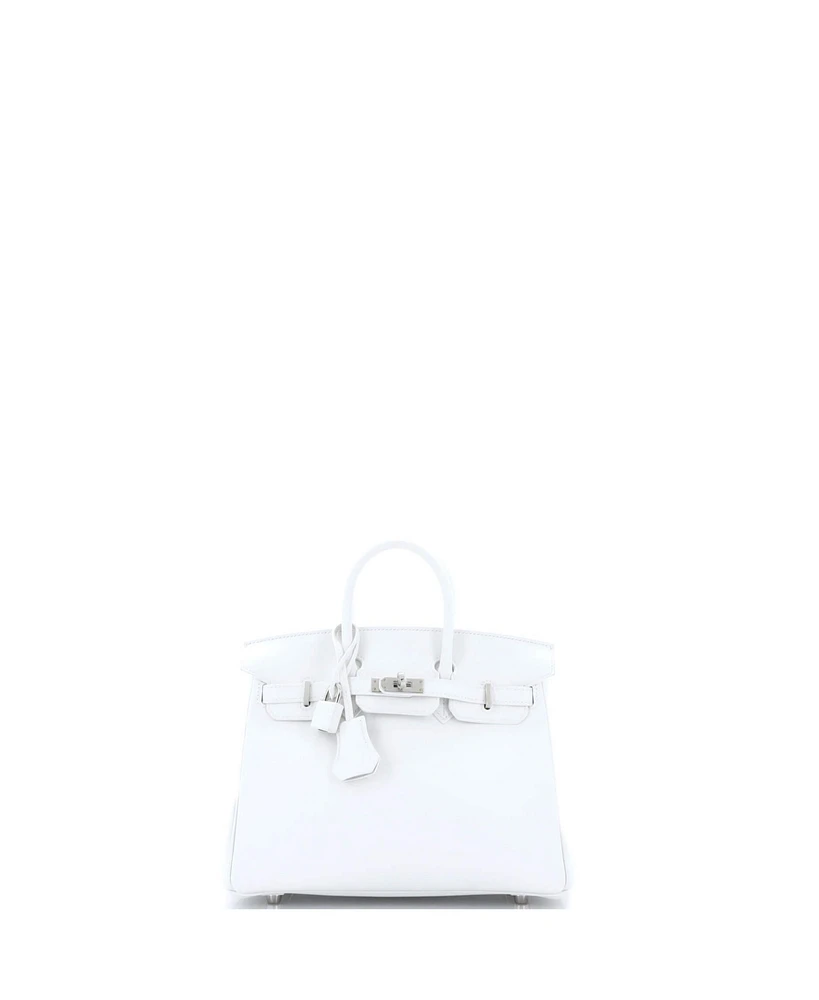 Pre-Owned Hermes Birkin 25 Handbag White Swift with Palladium Hardware