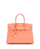 Pre-Owned Hermes Birkin 30 Handbag Pink Clemence with Gold Hardware