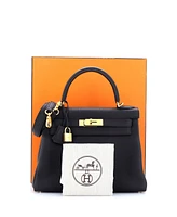 Pre-Owned Hermes Kelly 28 Handbag Black Togo with Gold Hardware