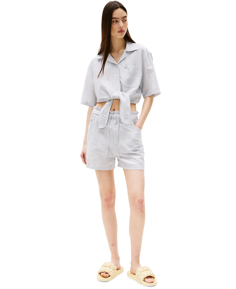 Tommy Jeans Women's Cotton-Linen Drawstring Shorts