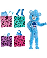 Barbie Cutie Reveal Care Bears Series Doll & Accessories in Grumpy Bear Plush Costume, 10 Surprises