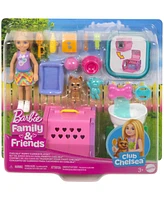 Barbie Chelsea Puppy Carrier Playset, Small Doll and Dog Carrier with Puppy Accessories