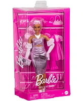 Barbie Deluxe Style Doll 1 in Glossy Pink Barbiecore Dress with Velvet Gloves, Pink Hair