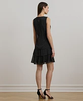Lauren Ralph Women's Polka-Dot Crinkle Georgette Shift Dress