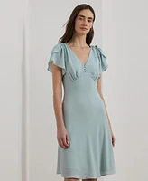 Lauren Ralph Women's Bubble Crepe Flutter-Sleeve Dress
