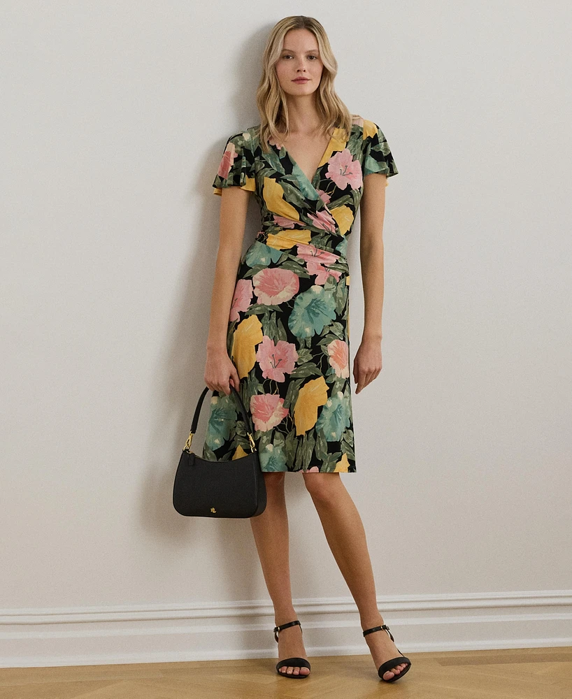 Lauren Ralph Women's Floral Stretch Jersey Surplice Dress
