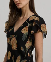 Lauren Ralph Women's Floral Georgette Drop-Waist Dress