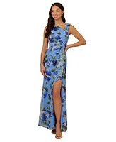 Adrianna Papell Women's Floral-Print Ruffled Gown