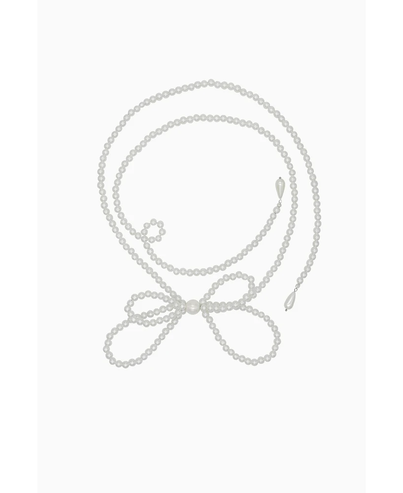 Pearl Bow Wrap Necklace