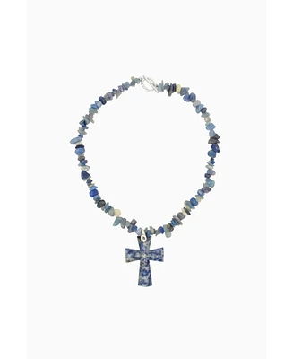 Blue Jasper Cross Necklace