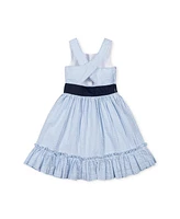 Hope & Henry Heirloom Girls' Organic Sleeveless Special Occasion Seersucker Party Dress with Cross Back