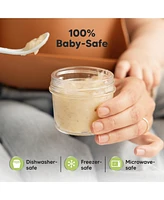 KeaBabies 6pk Prep Baby Food Storage Containers, 4 oz Leak-Proof, Bpa Free Glass Jars for Feeding