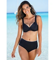 Women's Scalloped High Waisted Bikini Swimsuit Bottom