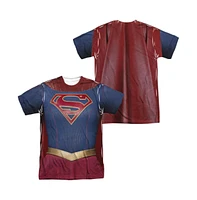 Supergirl Mens Uniform (Front/Back Print) Short Sleeve Adult Poly Crew Tee / T-Shirt