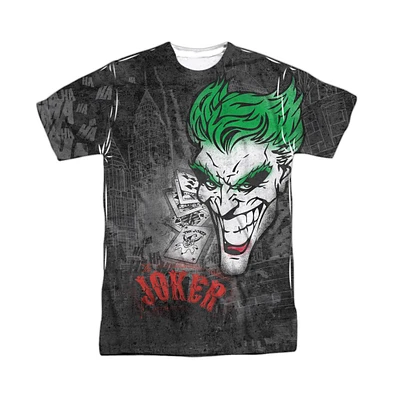 Batman Mens Joker Sprays The City Short Sleeve Adult 100% Poly Crew Tee / T-Shirt