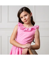 Hope & Henry Big Girls Organic Ruffle Collar Party Dress with Eyelet Embroidery