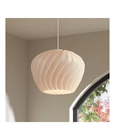 Cavelli 15" Mid Century Modern Pendant Ceiling Light Fixture Dining Room Over Table Kitchen Island Foyer Swirl Hanging Flower White Hallway Entryway L