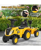 Kids Ride on Tractor Licensed Caterpillar with Detachable Trailer No Power