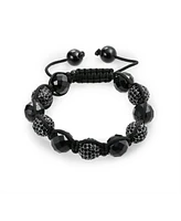 Bling Jewelry Black Onyx Pave Crystal Ball Bracelet Black Cord String Adjustable