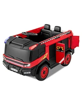 12V Kids Ride on Fire Truck 2-Seater with Remote Control and Water Gun-Red