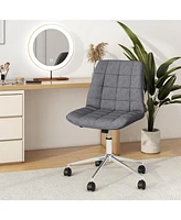 Teddy Fleece Armless Office Chair Cozy and Comfortable Desk for Home or Use
