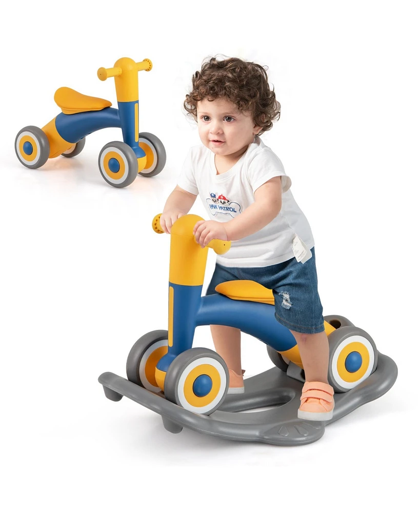 3-in-1 Rocking Horse with Detachable Balance Board and Seat Versatile Toy for Fun Learning