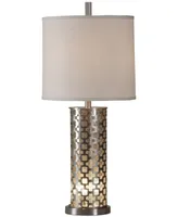 StyleCraft Brush Steel with Night Light Traditional Metal Table Lamp